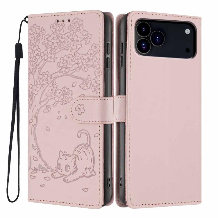 樹貓壓紋翻蓋素皮手機殼，適用於 iPhone 17e / 16e、iPhone 17 Pro Max、iPhone 17 Pro、iPhone 17、iPhone Air、iPhone 16 Pro Max