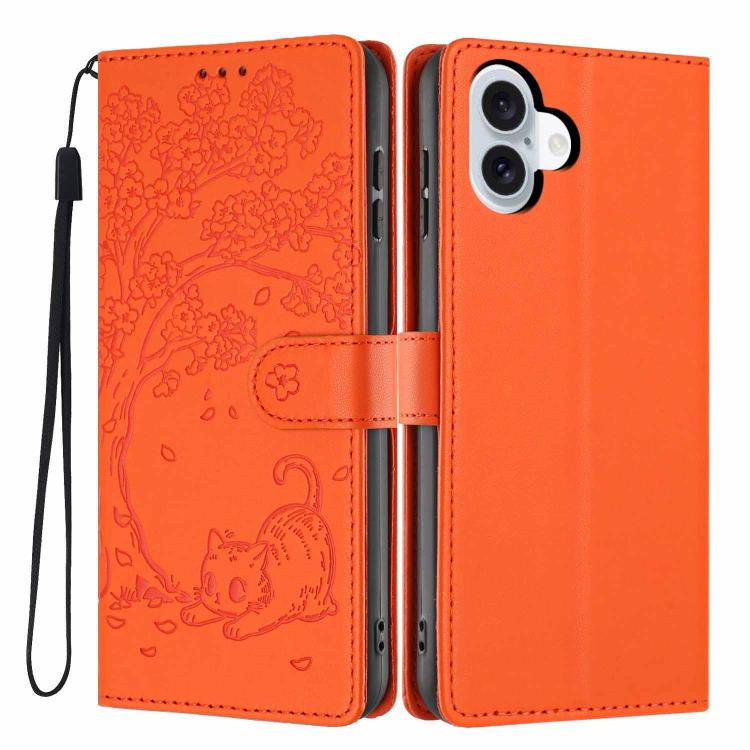 樹貓壓紋翻蓋素皮手機殼，適用於 iPhone 17e / 16e、iPhone 17 Pro Max、iPhone 17 Pro、iPhone 17、iPhone Air、iPhone 16 Pro Max