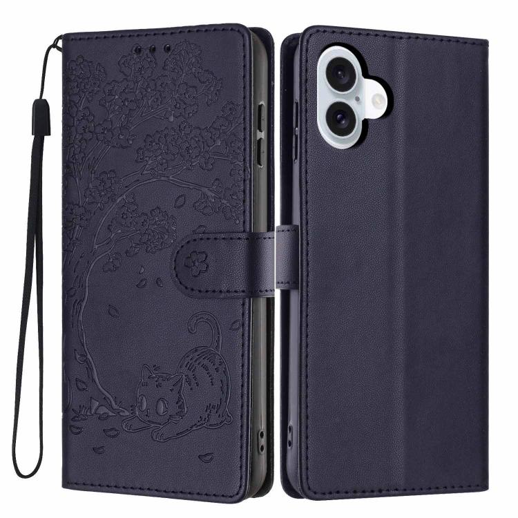 樹貓壓紋翻蓋素皮手機殼，適用於 iPhone 17e / 16e、iPhone 17 Pro Max、iPhone 17 Pro、iPhone 17、iPhone Air、iPhone 16 Pro Max