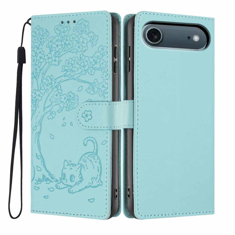 樹貓壓紋翻蓋素皮手機殼，適用於 iPhone 17e / 16e、iPhone 17 Pro Max、iPhone 17 Pro、iPhone 17、iPhone Air、iPhone 16 Pro Max
