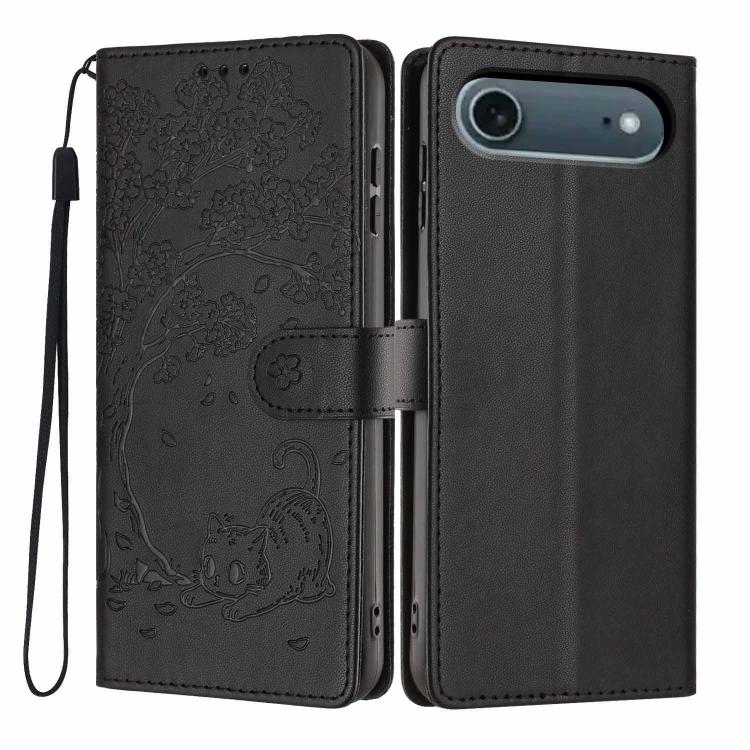 樹貓壓紋翻蓋素皮手機殼，適用於 iPhone 17e / 16e、iPhone 17 Pro Max、iPhone 17 Pro、iPhone 17、iPhone Air、iPhone 16 Pro Max