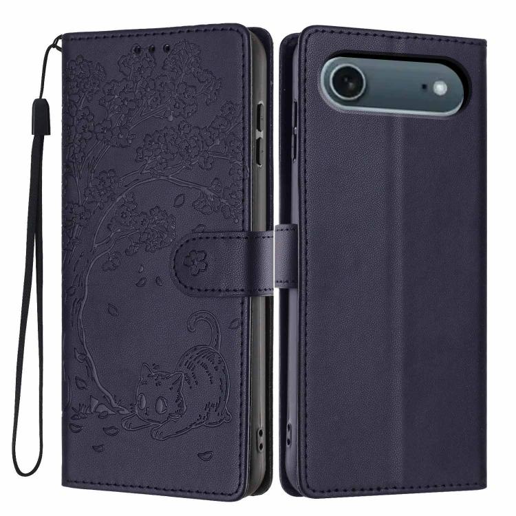 樹貓壓紋翻蓋素皮手機殼，適用於 iPhone 17e / 16e、iPhone 17 Pro Max、iPhone 17 Pro、iPhone 17、iPhone Air、iPhone 16 Pro Max