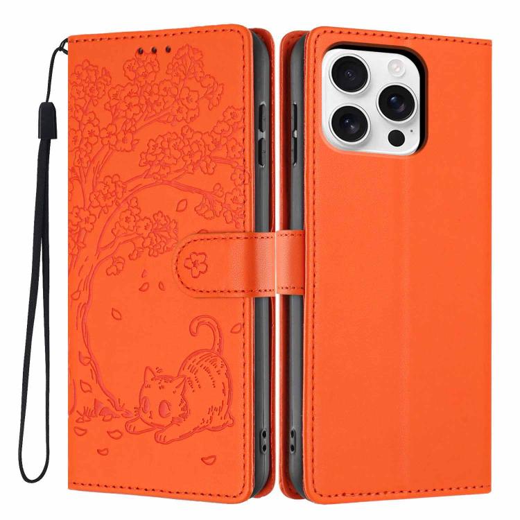 樹貓壓紋翻蓋素皮手機殼，適用於 iPhone 17e / 16e、iPhone 17 Pro Max、iPhone 17 Pro、iPhone 17、iPhone Air、iPhone 16 Pro Max