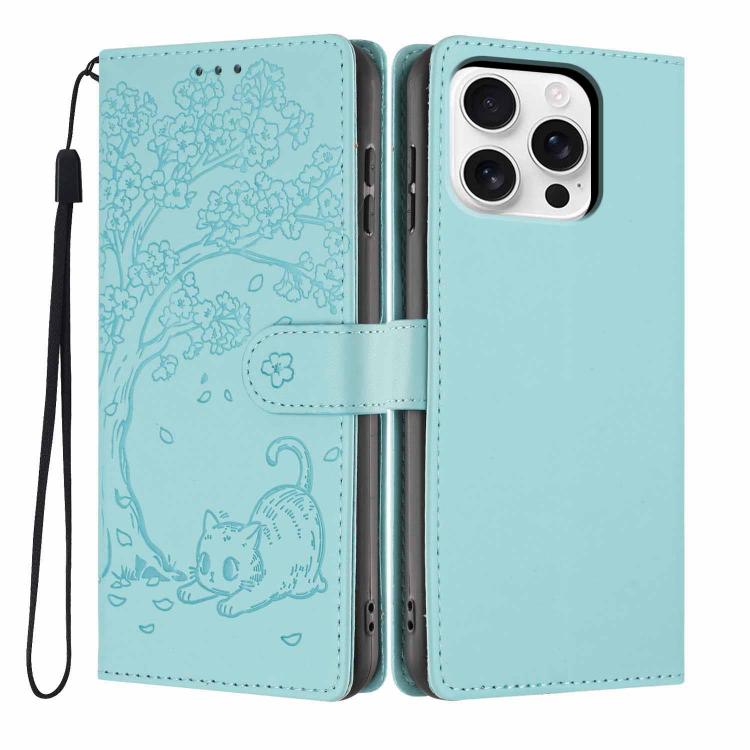 樹貓壓紋翻蓋素皮手機殼，適用於 iPhone 17e / 16e、iPhone 17 Pro Max、iPhone 17 Pro、iPhone 17、iPhone Air、iPhone 16 Pro Max