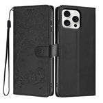 樹貓壓紋翻蓋素皮手機殼，適用於 iPhone 16 Pro、iPhone 16 Plus、iPhone 16、iPhone 15 Pro Max、iPhone 15 Pro、iPhone 15 Plus
