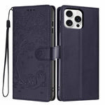 樹貓壓紋翻蓋素皮手機殼，適用於 iPhone 16 Pro、iPhone 16 Plus、iPhone 16、iPhone 15 Pro Max、iPhone 15 Pro、iPhone 15 Plus