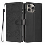 樹貓壓紋翻蓋素皮手機殼，適用於 iPhone 16 Pro、iPhone 16 Plus、iPhone 16、iPhone 15 Pro Max、iPhone 15 Pro、iPhone 15 Plus