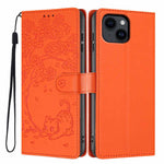 樹貓壓紋翻蓋素皮手機殼，適用於 iPhone 16 Pro、iPhone 16 Plus、iPhone 16、iPhone 15 Pro Max、iPhone 15 Pro、iPhone 15 Plus
