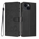 樹貓壓紋翻蓋素皮手機殼，適用於 iPhone 16 Pro、iPhone 16 Plus、iPhone 16、iPhone 15 Pro Max、iPhone 15 Pro、iPhone 15 Plus