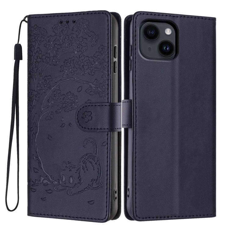 樹貓壓紋翻蓋素皮手機殼，適用於 iPhone 16 Pro、iPhone 16 Plus、iPhone 16、iPhone 15 Pro Max、iPhone 15 Pro、iPhone 15 Plus