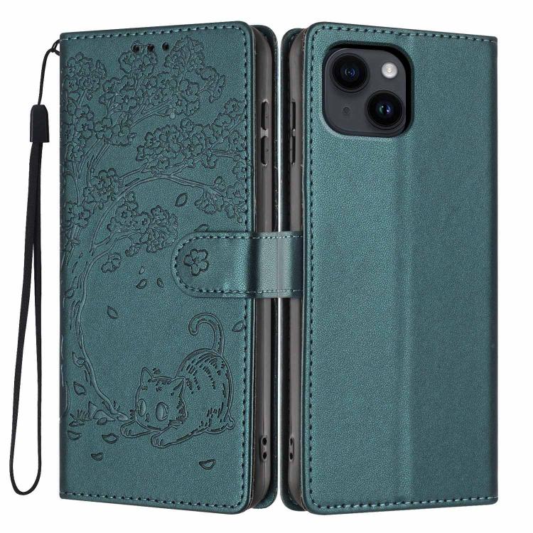 樹貓壓紋翻蓋素皮手機殼，適用於 iPhone 16 Pro、iPhone 16 Plus、iPhone 16、iPhone 15 Pro Max、iPhone 15 Pro、iPhone 15 Plus