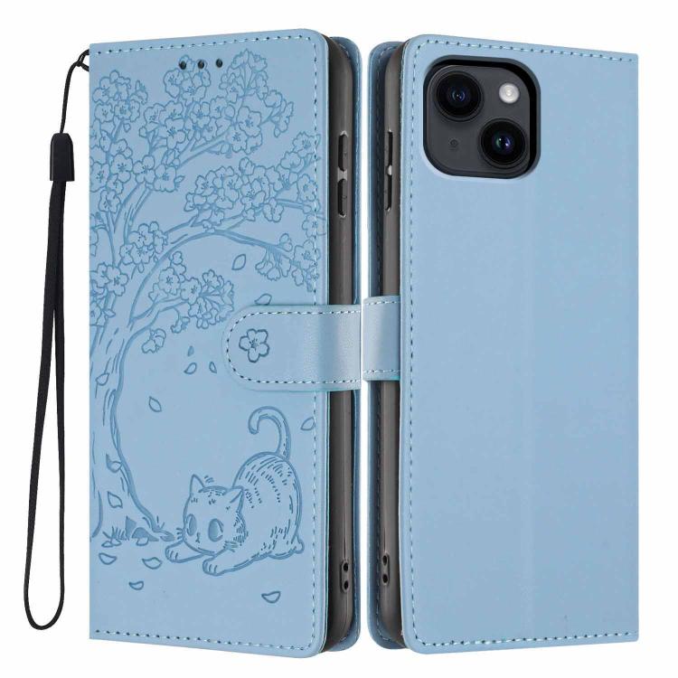 樹貓壓紋翻蓋素皮手機殼，適用於 iPhone 16 Pro、iPhone 16 Plus、iPhone 16、iPhone 15 Pro Max、iPhone 15 Pro、iPhone 15 Plus