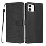 樹貓浮雕翻蓋素皮手機殼，適用於 iPhone 11 Pro
