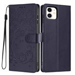 樹貓浮雕翻蓋素皮手機殼，適用於 iPhone 11 Pro
