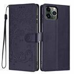 樹貓浮雕翻蓋素皮手機殼，適用於 iPhone 11 Pro
