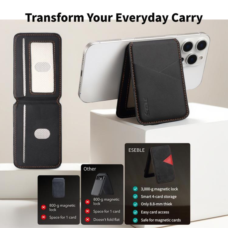 ESEBLE S2 仿皮紋理磁吸 RFID 手機卡槽收納套