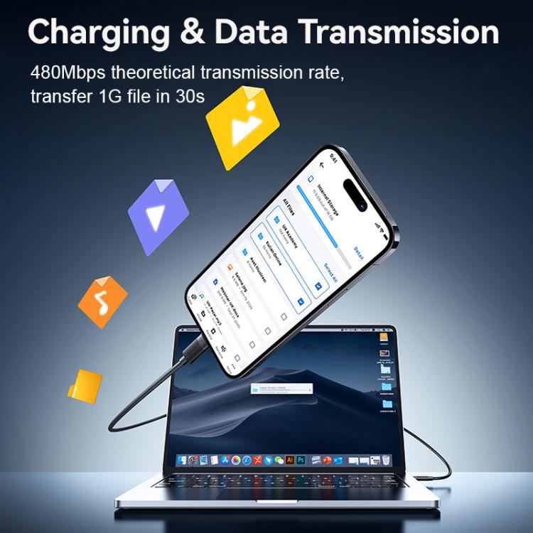 USAMS SJ781 U94 USB-C / Type-C 轉 8 Pin PD30W 快充數據線，1米