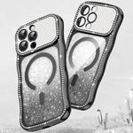 波浪框星鑽電鍍TPU閃粉磁吸手機殼，適用於 iPhone 17 Pro Max、iPhone 17 Pro、iPhone 17、iPhone 16 Pro Max、iPhone 16 Pro、iPhone 16