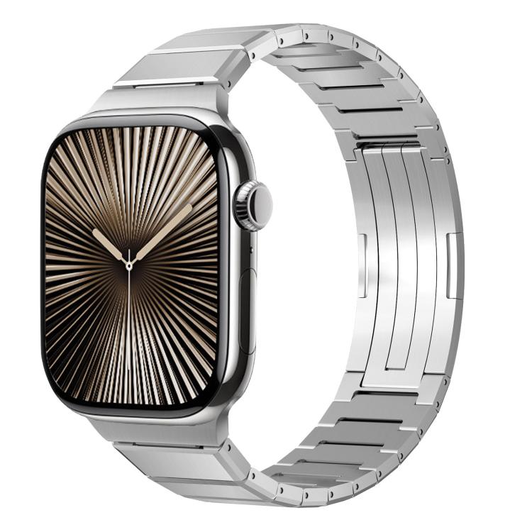 單珠折疊扣金屬鈦合金錶帶，適用於 Apple Watch 46mm / 49mm / 45mm / 44mm，適用於 Apple Watch 42mm / 41mm / 40mm / 38mm