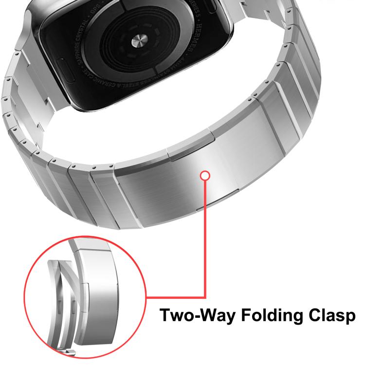 單珠折疊扣金屬鈦合金錶帶，適用於 Apple Watch 46mm / 49mm / 45mm / 44mm，適用於 Apple Watch 42mm / 41mm / 40mm / 38mm