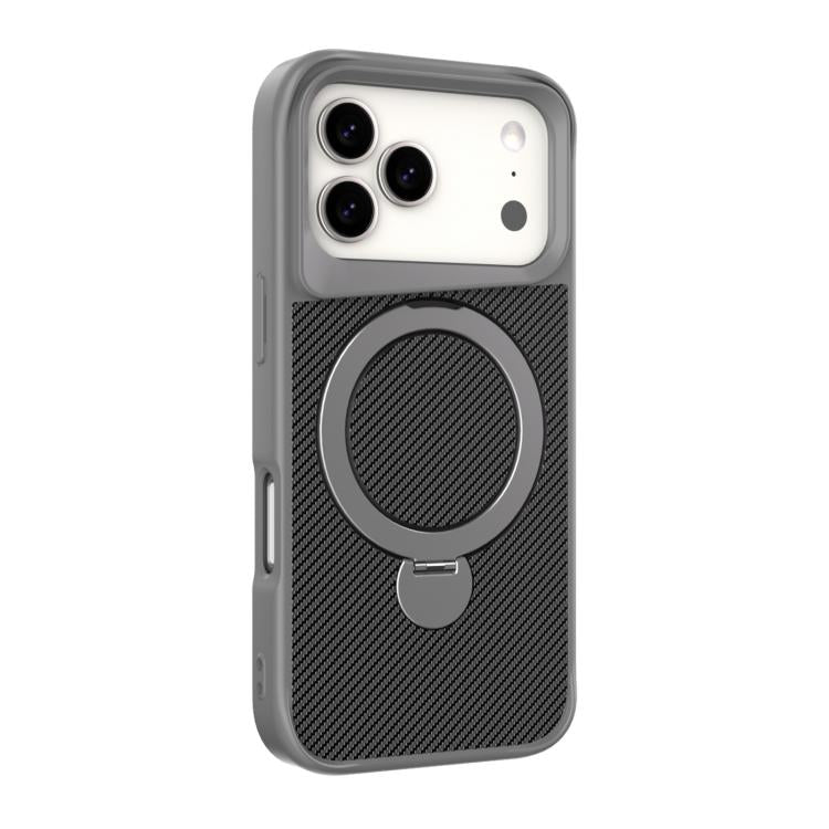 碳纖維紋理 360 MagSafe 支架手機殼，適用於 iPhone 17 Pro Max