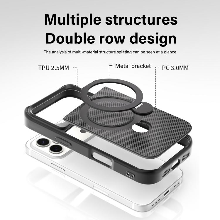 碳纖維紋理 360 MagSafe 支架手機殼，適用於 iPhone 17 Pro Max