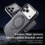碳纖維紋理 360 MagSafe 支架手機殼，適用於 iPhone 17 Pro Max