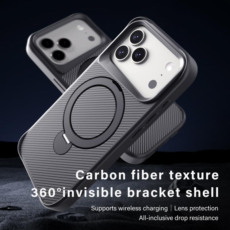 碳纖維紋理 360 MagSafe 支架手機殼，適用於 iPhone 17 Pro Max