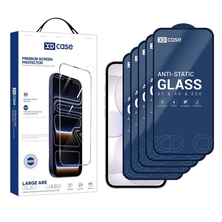XDcase 5片/包絲印高清鋼化玻璃膜，適用於 iPhone 17e / 16e、iPhone 17 Pro Max、iPhone 17 Pro、iPhone 17、iPhone Air、iPhone 16 Pro Max、iPhone 16 Pro、iPhone 16 Plus、iPhone 16