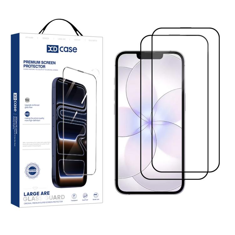 XDcase 2片/包絲印高清鋼化玻璃膜，適用於 iPhone 17e / 16e、iPhone 17 Pro Max、iPhone 17 Pro、iPhone 17、iPhone Air、iPhone 16 Pro Max、iPhone 16 Pro、iPhone 16 Plus、iPhone 16
