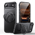 皮革紋理 360 度旋轉磁吸支架手機殼，適用於 iPhone 17 Pro Max、iPhone 17 Pro、iPhone 17、iPhone Air、iPhone 16 Pro Max、iPhone 16 Pro、iPhone 16 Plus、iPhone 16