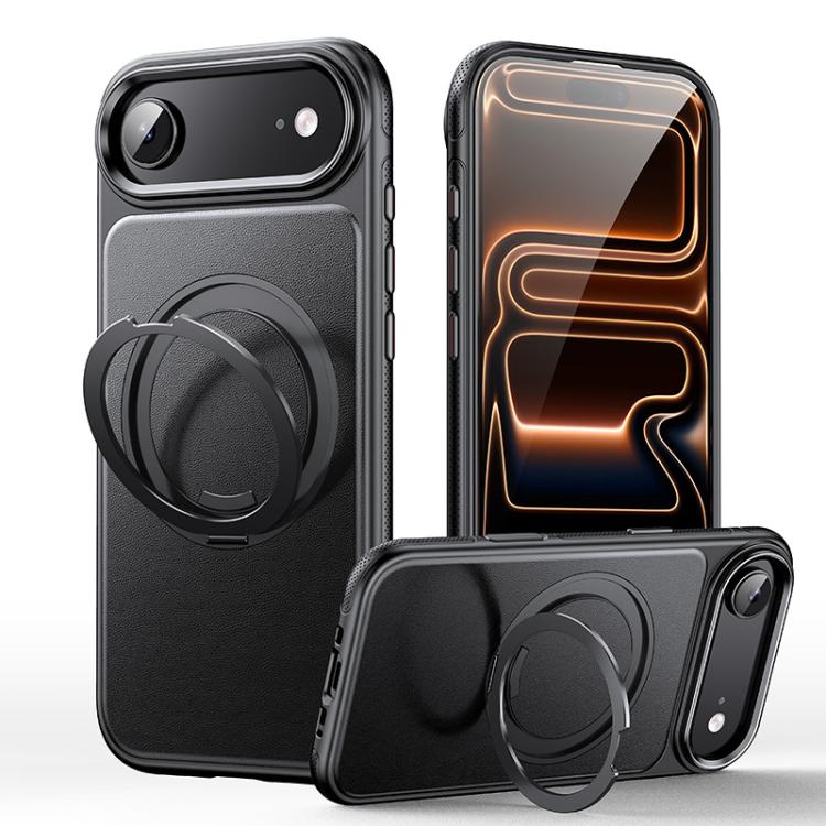 皮革紋理 360 度旋轉磁吸支架手機殼，適用於 iPhone 17 Pro Max、iPhone 17 Pro、iPhone 17、iPhone Air、iPhone 16 Pro Max、iPhone 16 Pro、iPhone 16 Plus、iPhone 16
