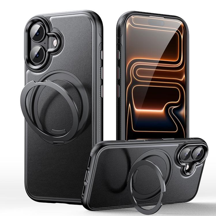皮革紋理 360 度旋轉磁吸支架手機殼，適用於 iPhone 17 Pro Max、iPhone 17 Pro、iPhone 17、iPhone Air、iPhone 16 Pro Max、iPhone 16 Pro、iPhone 16 Plus、iPhone 16