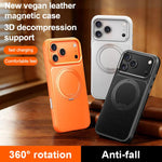 皮革紋理 360 度旋轉磁吸支架手機殼，適用於 iPhone 17 Pro Max、iPhone 17 Pro、iPhone 17、iPhone Air、iPhone 16 Pro Max、iPhone 16 Pro、iPhone 16 Plus、iPhone 16