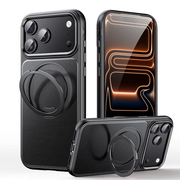 皮革紋理 360 度旋轉磁吸支架手機殼，適用於 iPhone 17 Pro Max、iPhone 17 Pro、iPhone 17、iPhone Air、iPhone 16 Pro Max、iPhone 16 Pro、iPhone 16 Plus、iPhone 16