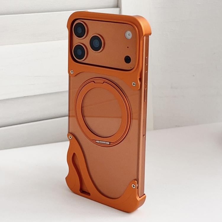 Dolphin 原色金屬無框 360 度旋轉支架磁吸手機殼，適用於 iPhone 17 Pro Max、iPhone 17 Pro