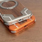 Armor 胡桃木金屬無框 360 度旋轉支架磁吸手機殼，適用於 iPhone 17 Pro Max、iPhone 17 Pro