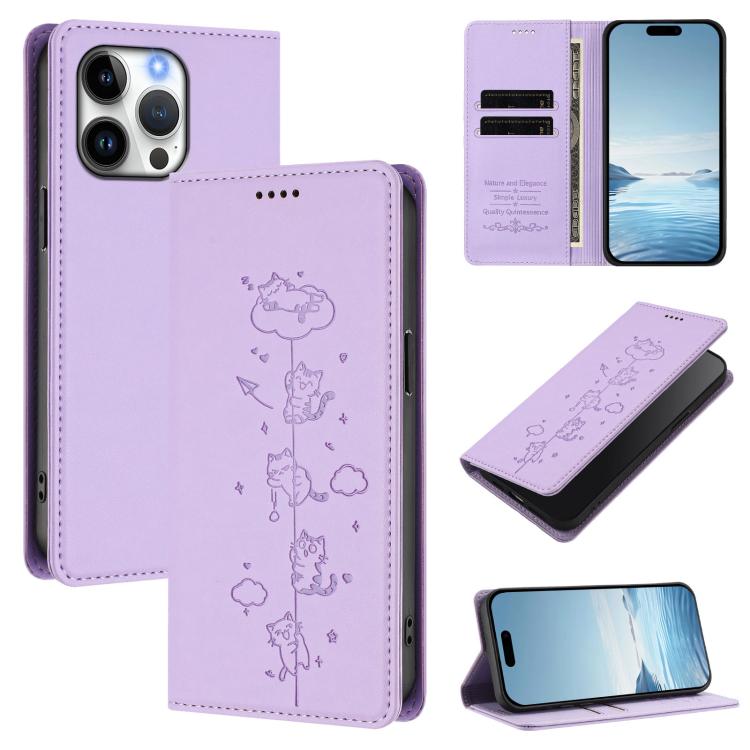 可愛貓咪壓紋磁吸 RFID 純素皮革手機殼，適用於 iPhone Air，適用於 iPhone 16 Pro Max，適用於 iPhone 16 Pro，適用於 iPhone 16 Plus