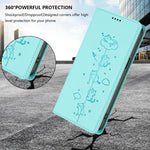 可愛貓咪壓紋磁吸 RFID 素食皮革手機殼，適用於 iPhone 17e / 16e、iPhone 17 Pro Max、iPhone 17 Pro、iPhone 17