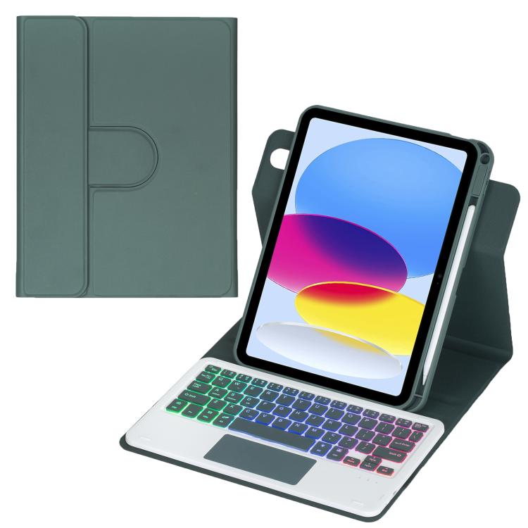 360度旋轉背光藍牙鍵盤皮革平板保護套，帶觸控板，適用於 iPad Pro 11 2025 / 2024，適用於 iPad 2025 / 2022，適用於 iPad Air 11 2025 / iPad Pro 11 2022，適用於 iPad 10.2 2021 / 2019 / iPad Air 3