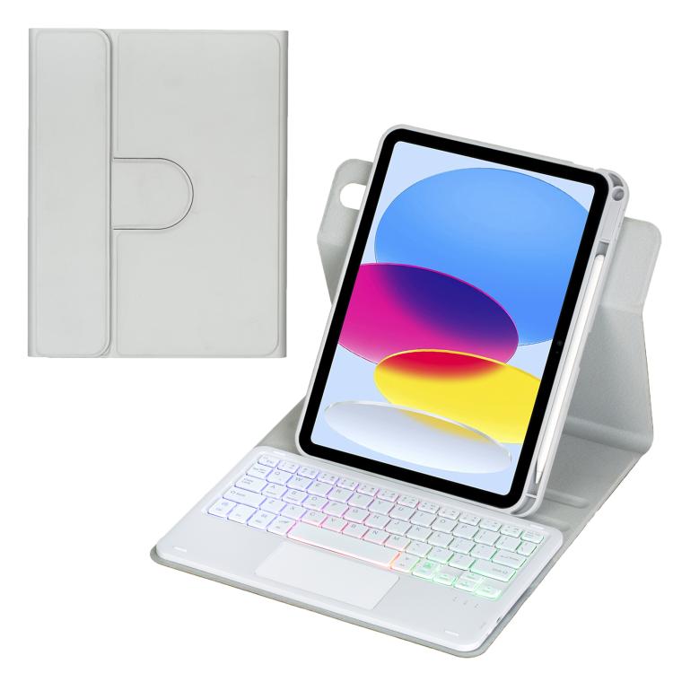 360度旋轉背光藍牙鍵盤皮革平板保護套，帶觸控板，適用於 iPad Pro 11 2025 / 2024，適用於 iPad 2025 / 2022，適用於 iPad Air 11 2025 / iPad Pro 11 2022，適用於 iPad 10.2 2021 / 2019 / iPad Air 3