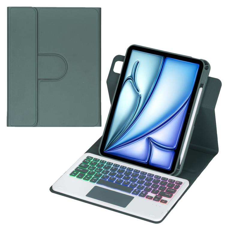 360度旋轉背光藍牙鍵盤皮革平板保護套，帶觸控板，適用於 iPad Pro 11 2025 / 2024，適用於 iPad 2025 / 2022，適用於 iPad Air 11 2025 / iPad Pro 11 2022，適用於 iPad 10.2 2021 / 2019 / iPad Air 3