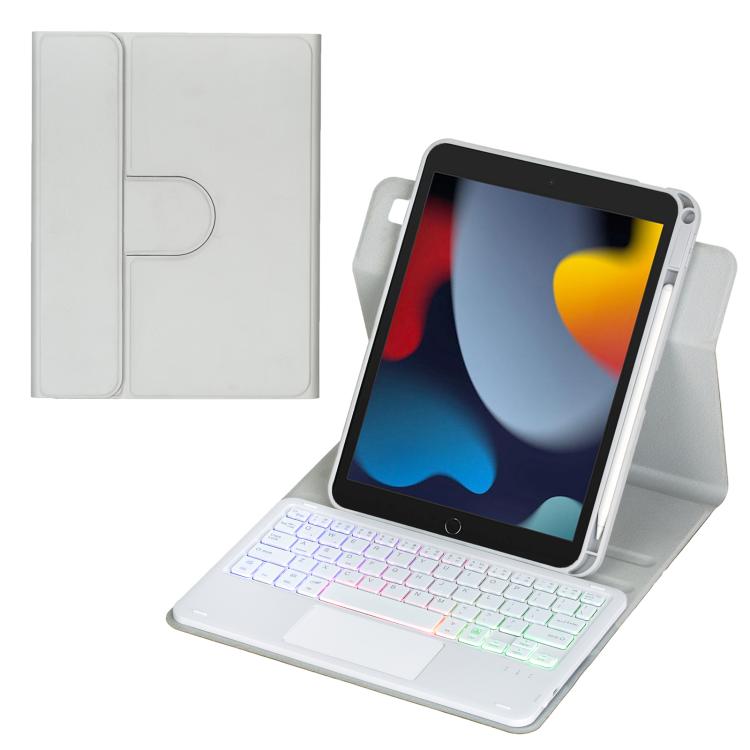 360度旋轉背光藍牙鍵盤皮革平板保護套，帶觸控板，適用於 iPad Pro 11 2025 / 2024，適用於 iPad 2025 / 2022，適用於 iPad Air 11 2025 / iPad Pro 11 2022，適用於 iPad 10.2 2021 / 2019 / iPad Air 3
