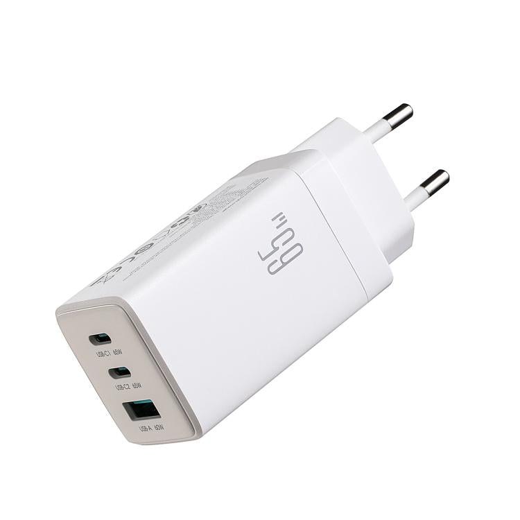 JOYROOM JR-TG10 65W GaN Dual Type-C, USB 3-Port Charger with Type-C to Type-C Cable, EU Plug, UK Plug