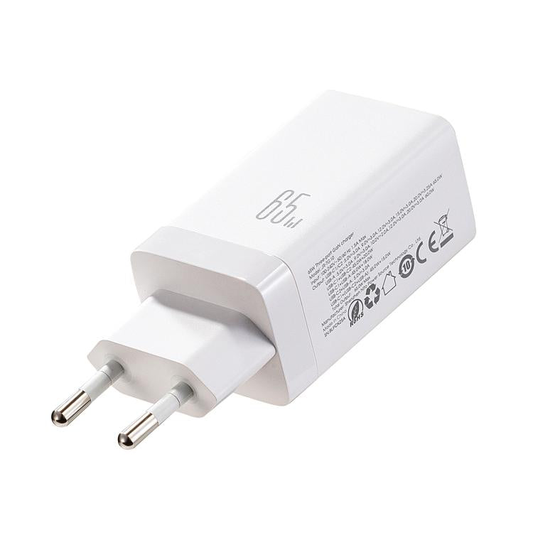 JOYROOM JR-TG10 65W GaN 雙 Type-C、USB 三埠充電器，附 Type-C to Type-C 線，歐規插頭，英規插頭