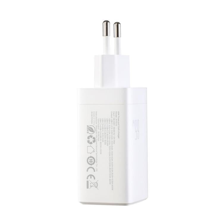 JOYROOM JR-TG10 65W GaN 雙 Type-C、USB 三埠充電器，附 Type-C to Type-C 線，歐規插頭，英規插頭