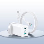 JOYROOM JR-TG10 65W GaN 雙 Type-C、USB 三埠充電器，附 Type-C to Type-C 線，歐規插頭，英規插頭