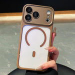 電鍍鏡頭全覆蓋磁吸透明手機殼，適用於 iPhone 17 Pro Max、iPhone 17 Pro