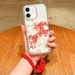 馬年壓克力磁吸全覆蓋手機殼附掛繩，適用於iPhone 13，iPhone 12，iPhone 12 Pro Max，iPhone 12 Pro