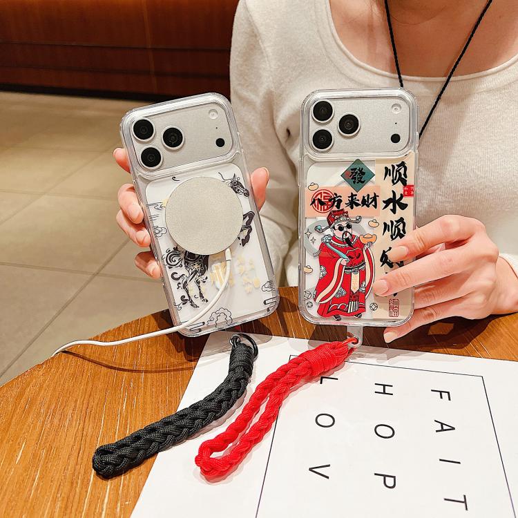 馬年壓克力磁吸全覆蓋手機殼附掛繩，適用於iPhone 13，iPhone 12，iPhone 12 Pro Max，iPhone 12 Pro